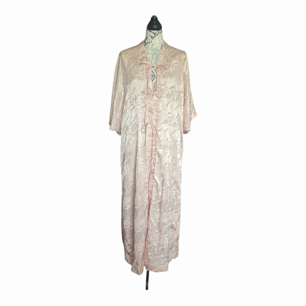Corhan Noumair Vintage Nightgown And Robe Set pale Pink Lace Medium USA